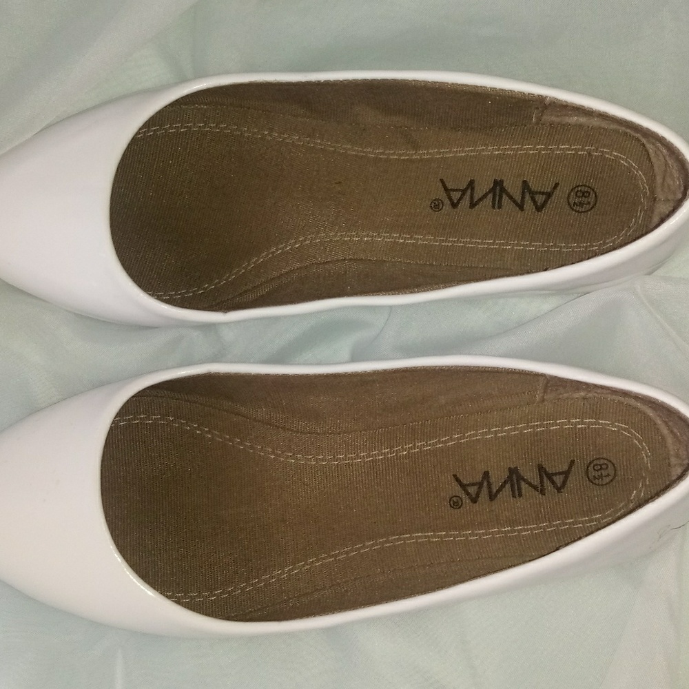 White leather flats